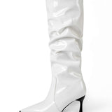 Botas de Cuero Sintético con Pliegues y Punta Afila
