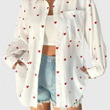 Rhiannon Blusa de Algodón Bordada con Corazones