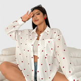 Rhiannon Blusa de Algodón Bordada con Corazones