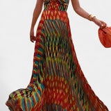 Océana Vestido Maxi Halter Abstracto