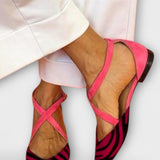 Fenna Bailarinas con Estampado de Cebra y Tiras Cruzadas