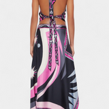 Ciana Conjunto de Falda Abstracta con Top Halter