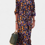 Teodora Vestido Retro Impreso con Escote en V