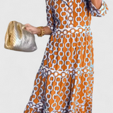 Casilda Vestido Midi con Estampado de Cadenas