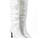 Botas de Cuero Sintético con Pliegues y Punta Afila