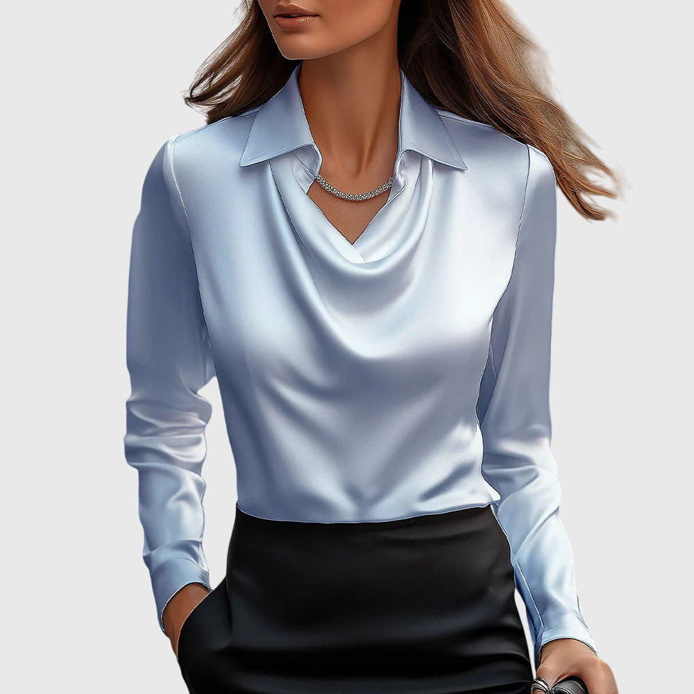 Sylvie | Blusa con brillo de lujo y cuello plisado