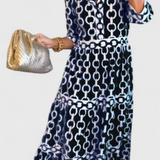 Casilda Vestido Midi con Estampado de Cadenas