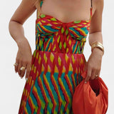 Océana Vestido Maxi Halter Abstracto