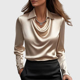 Sylvie | Blusa con brillo de lujo y cuello plisado