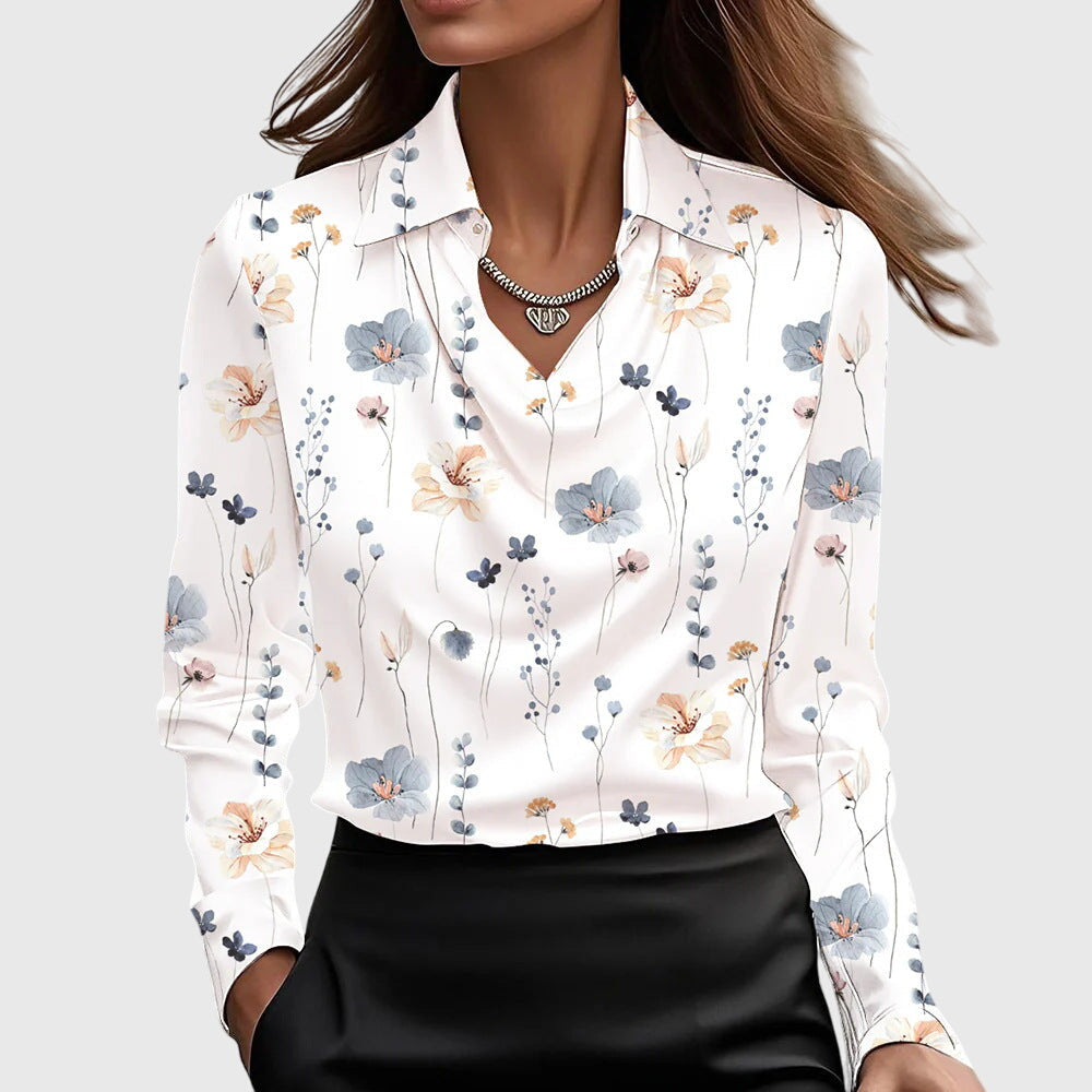 Sylvie | Blusa con brillo de lujo y cuello plisado