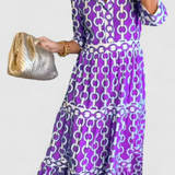 Casilda Vestido Midi con Estampado de Cadenas