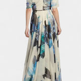Sanaa Vestido Floral Abstracto de Un Hombro