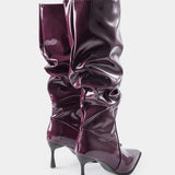 Botas de Cuero Sintético con Pliegues y Punta Afila