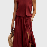 Dianne Vestido Sin Mangas con Abertura Lateral