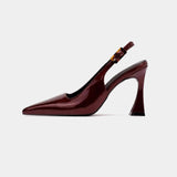 Tacones Puntudos de Cuero Sintético