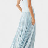 Clara Vestido Midi Plisado con Hombros Descubiertos