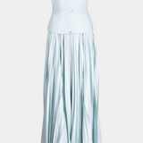 Clara Vestido Midi Plisado con Hombros Descubiertos
