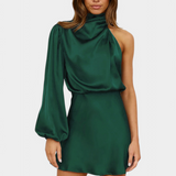 Mara Vestido Mini Drapado de Un Hombro