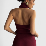 Rhea Vestido Midi de Canalé Sin Espalda