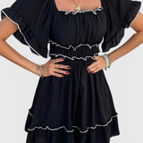 Noémie Vestido Mini con Detalles de Volantes