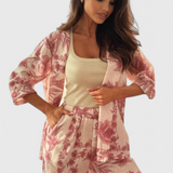 Odile Conjunto de Mezcla de Algodón con Top de Manga 3/4 y Pantalones con Bolsillos