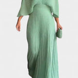 Anita Vestido Midi con Pliegues y Escote en V