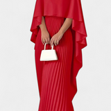 Belen Vestido Maxi de Cuello Alto con Pliegues y Mangas de Volante