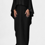 Belen Vestido Maxi de Cuello Alto con Pliegues y Mangas de Volante
