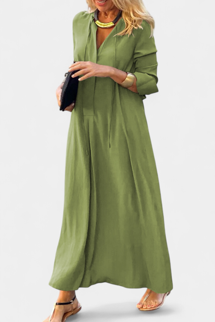 Verónica Vestido Maxi de Manga Larga y Escote en V