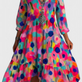 Nerea Vestido Boho Vintage con Estampado Floral y Cuello en V