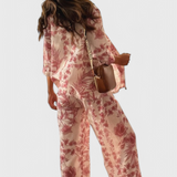 Odile Conjunto de Mezcla de Algodón con Top de Manga 3/4 y Pantalones con Bolsillos