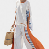 Daisy Conjunto Étnico con Rayas y Corte Amplio