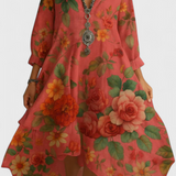 Nerea Vestido Boho Vintage con Estampado Floral y Cuello en V