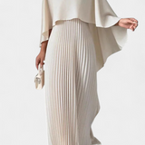 Belen Vestido Maxi de Cuello Alto con Pliegues y Mangas de Volante