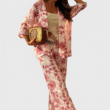 Odile Conjunto de Mezcla de Algodón con Top de Manga 3/4 y Pantalones con Bolsillos