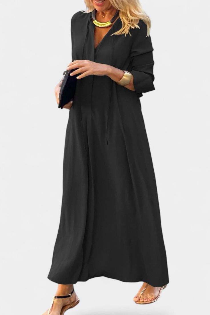 Verónica Vestido Maxi de Manga Larga y Escote en V