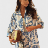 Odile Conjunto de Mezcla de Algodón con Top de Manga 3/4 y Pantalones con Bolsillos