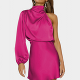 Mara Vestido Mini Drapado de Un Hombro
