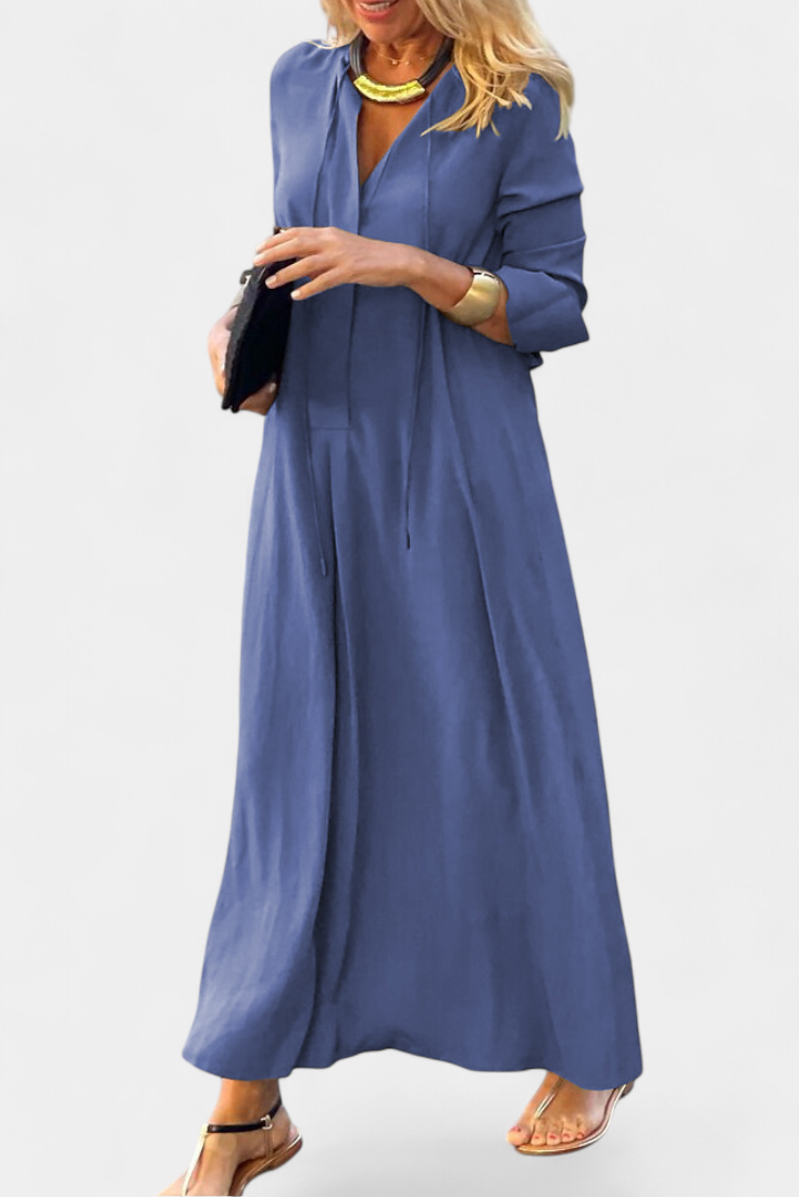 Verónica Vestido Maxi de Manga Larga y Escote en V