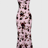 Irina Vestido Deslizante de Satén con Estampado Floral y Espalda Descubierta