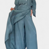 Marisol Conjunto Casual de Camisa Suelta y Pantalón Falda
