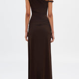 Eranda Vestido Maxi de Malla Drapada Off-Shoulder