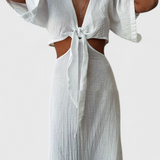 Myra Vestido Fluido con Lazo Frontal y Cut-Outs
