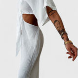 Myra Vestido Fluido con Lazo Frontal y Cut-Outs