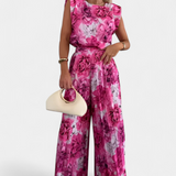 MARIA™ – Conjunto floral con top estructurado y pantalón plisado
