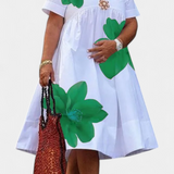 Yulia Vestido Midi Floral con Pliegues y Escote en V