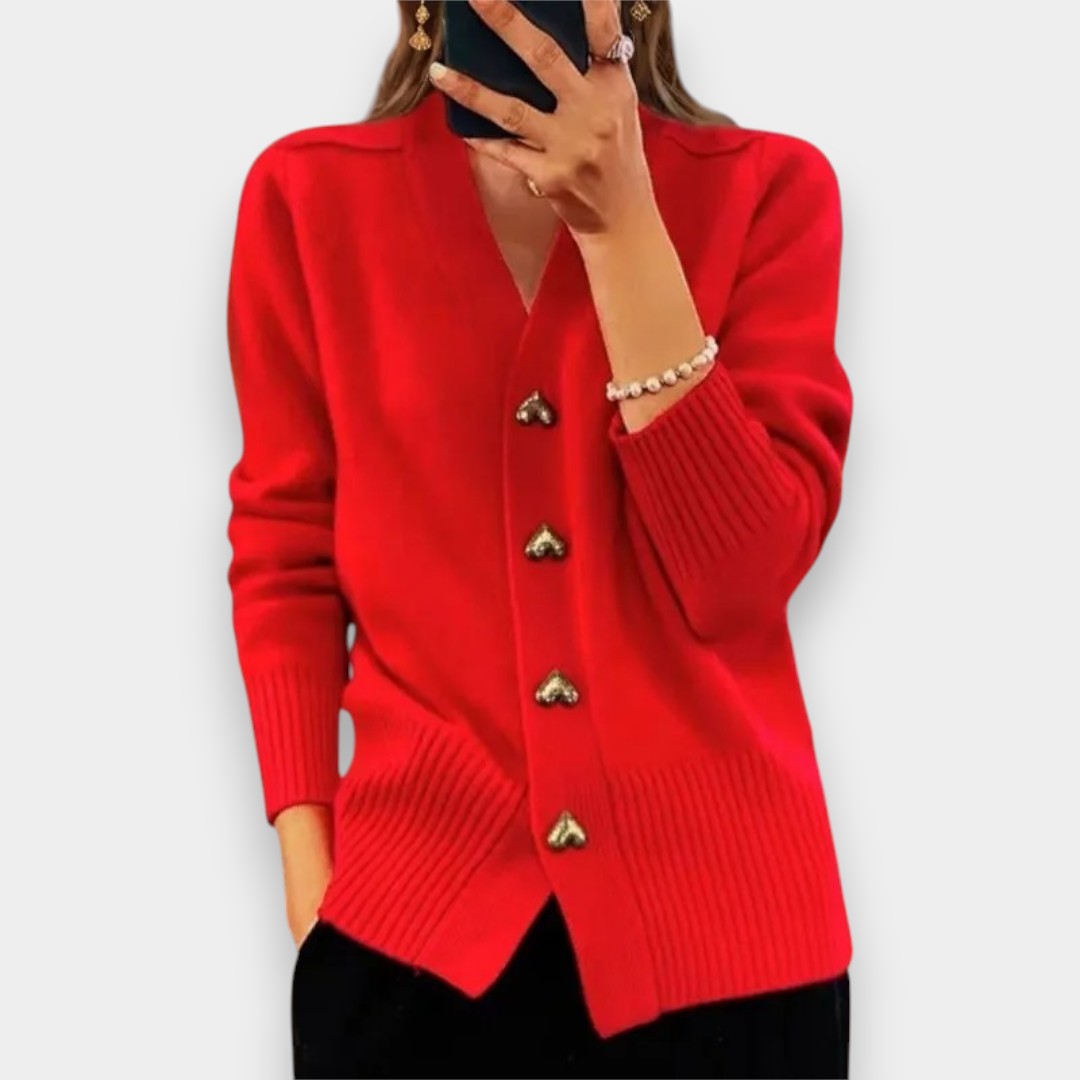 Elena | Cárdigan Elegante con Botones en Forma de Corazón