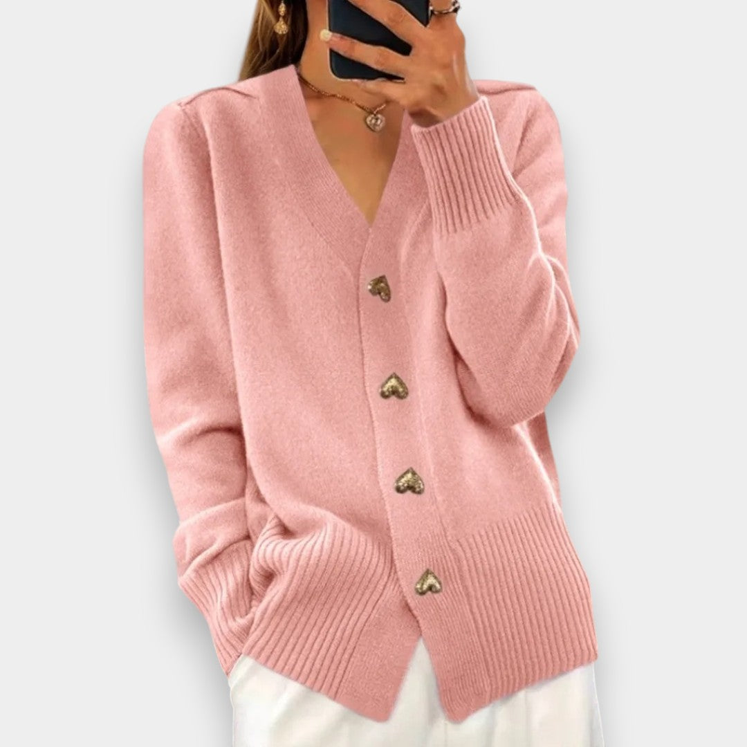 Elena | Cárdigan Elegante con Botones en Forma de Corazón