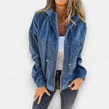 Ella | Chaqueta con capucha de pana con cremallera