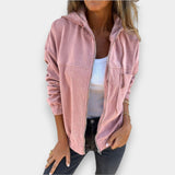 Ella | Chaqueta con capucha de pana con cremallera